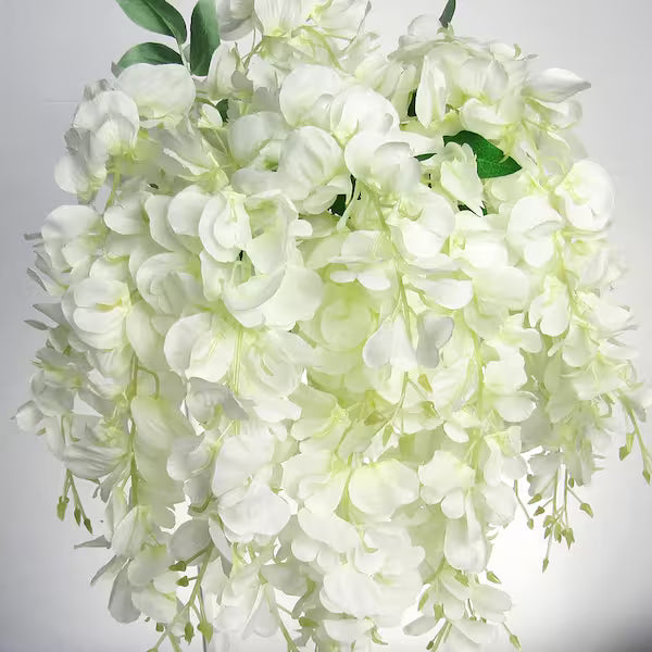 1.5 Ft Cream White Artificial Wisteria Flower Hanging Bush – Elegant Cascading Faux Floral Stems (Set of 2)