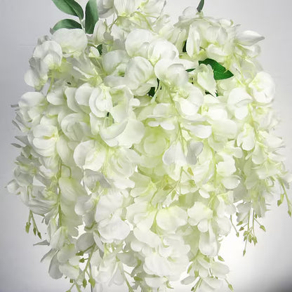 1.5 Ft Cream White Artificial Wisteria Flower Hanging Bush – Elegant Cascading Faux Floral Stems (Set of 2)