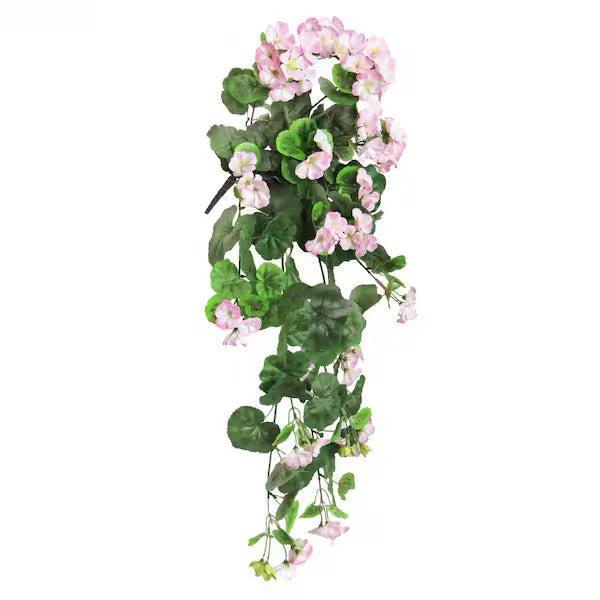 2.5 Ft Pink Artificial Geranium Hanging Stem – Cascading Faux Floral Vine for Indoor &amp; Outdoor