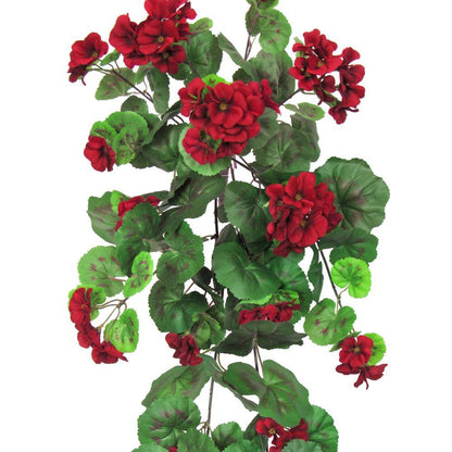 2.5 Ft Red Artificial Geranium Vine – Hanging Silk Flower Bush with Lush Green Leaves for Home &amp; Event