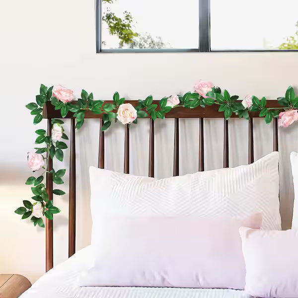 6 Ft. Blush Pink Artificial Rose Garland – Hanging Faux Flower Vine for Wedding, Home &amp; Event
