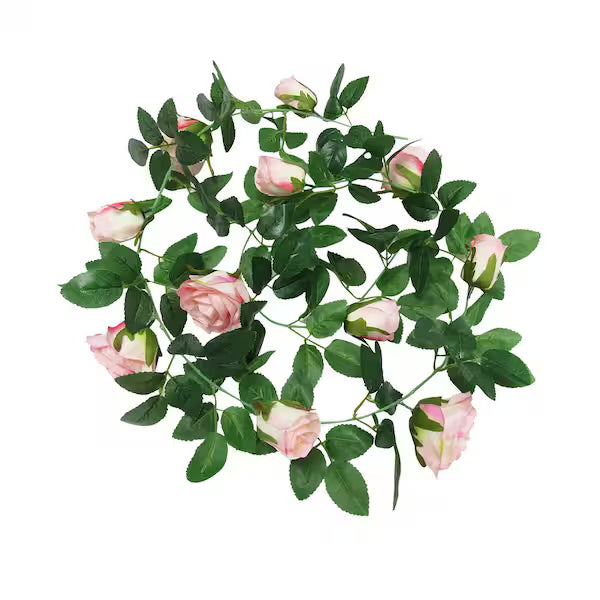 6 Ft. Blush Pink Artificial Rose Garland – Hanging Faux Flower Vine for Wedding, Home &amp; Event