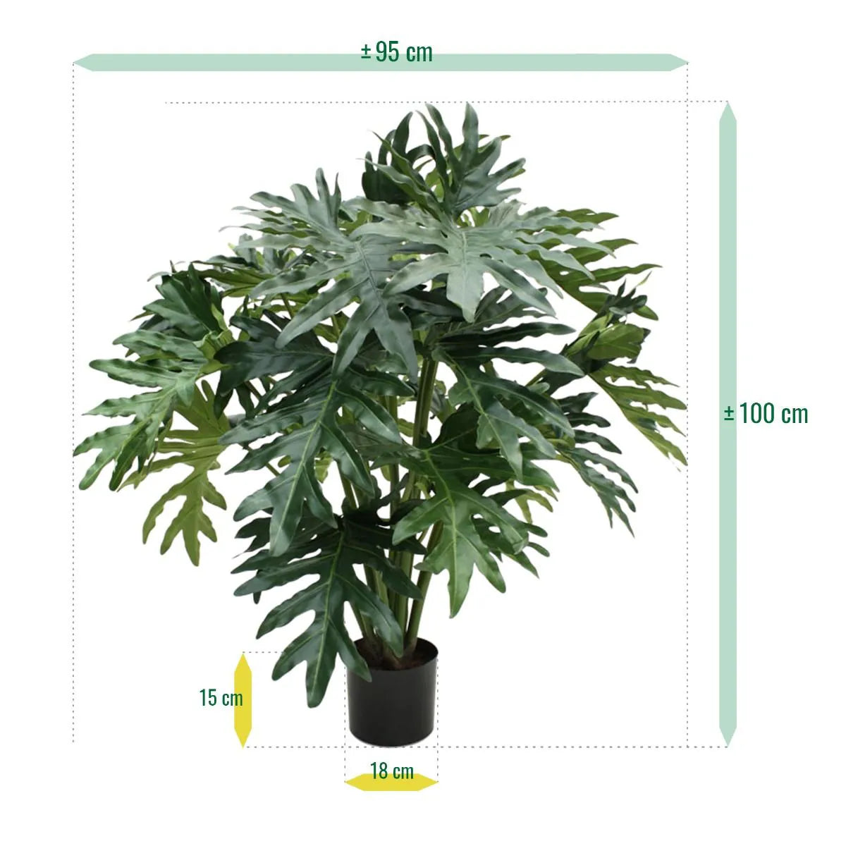 Exotic 3 Ft faux Philodendron Selloum – a stunning statement plant
