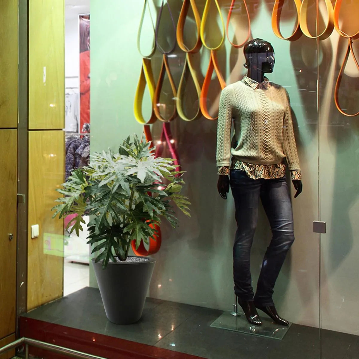 Lush and natural-looking 3 Ft artificial Philodendron Selloum for stylish decor
