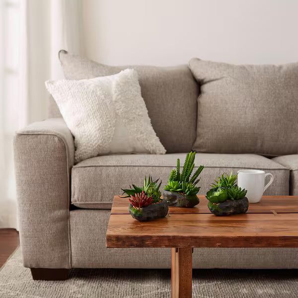 Artificial Succulent Plant Arrangements (Set of 3) – Assorted Faux Greenery in Varying Sizes for Modern Home &amp; Office