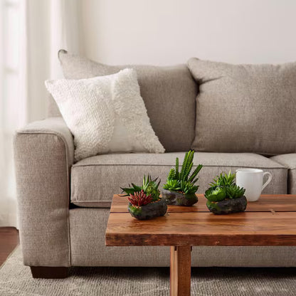 Artificial Succulent Plant Arrangements (Set of 3) – Assorted Faux Greenery in Varying Sizes for Modern Home &amp; Office
