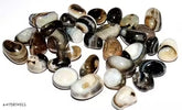 Assorted colored stones on a white background