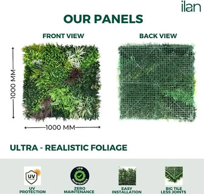 Artificial Green Wall Panel – 1m x 1m Vertical Garden Panel | UV-Protected Faux Greenery for Indoor &amp; Outdoor Décor